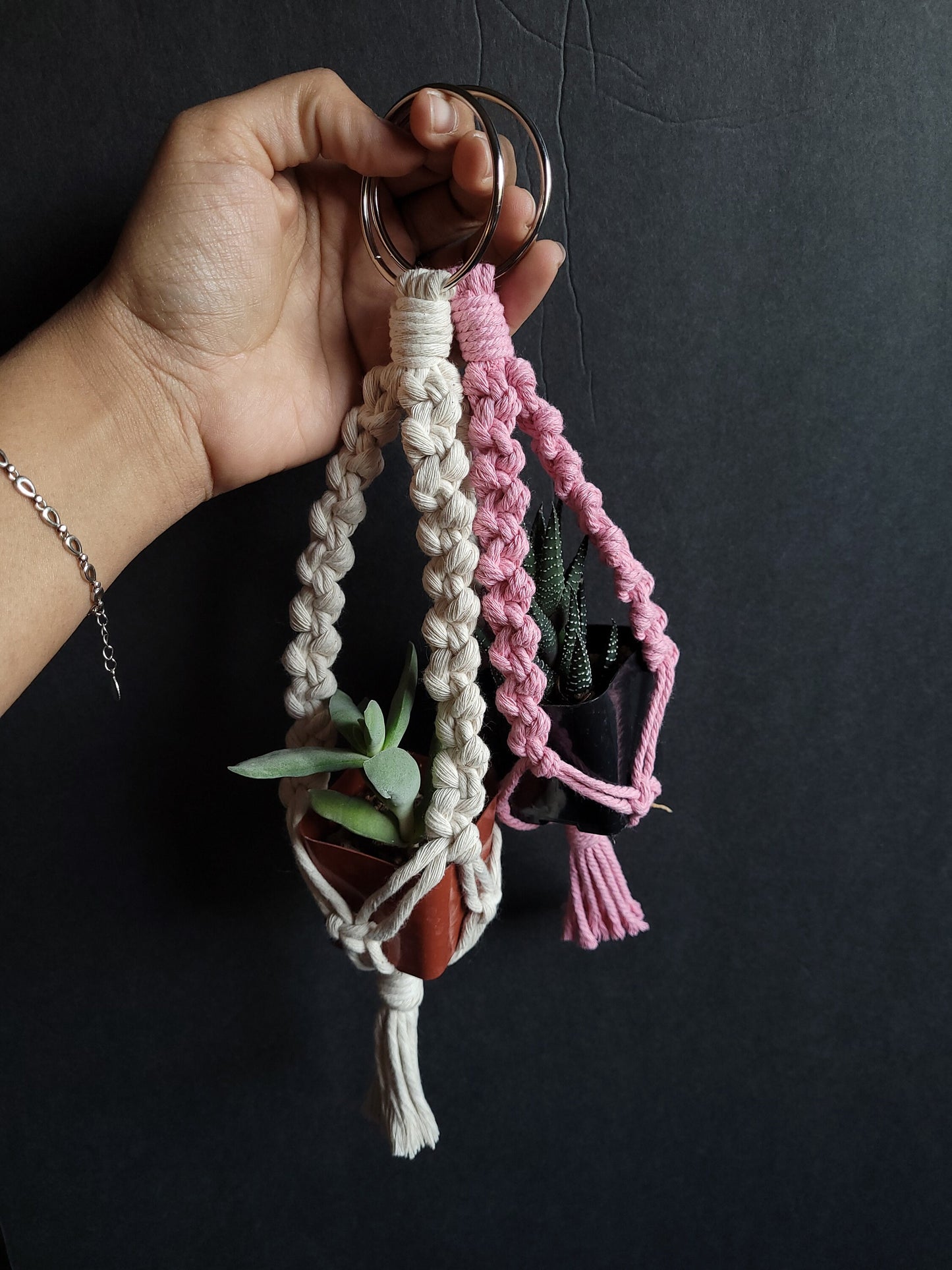 Macrame Small Succulent Plant Hanger | Hanging planter | Car Mirror Hanging |  | Air Succulent Hanger | Plant Lover Gift | Handmade