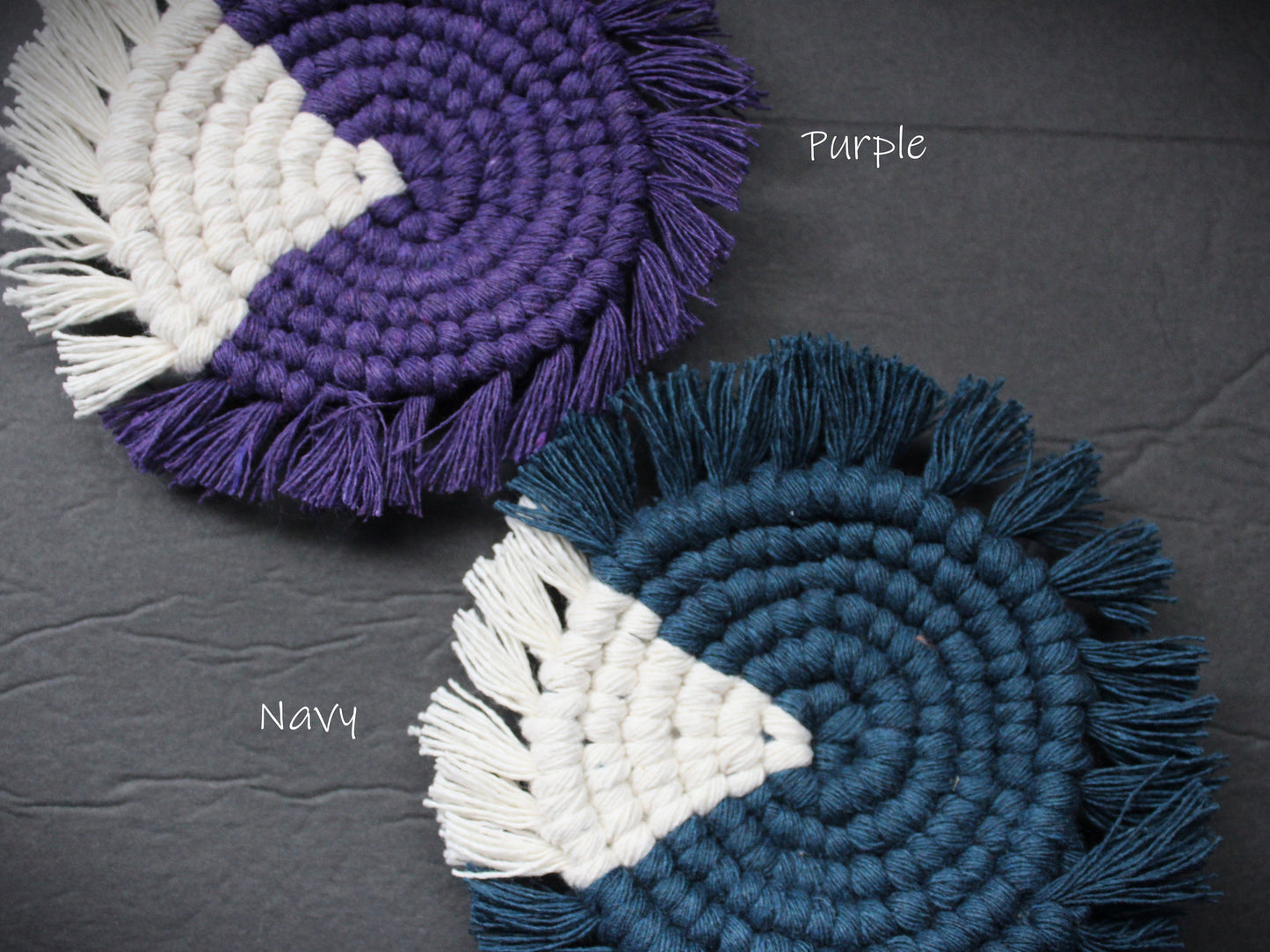 Macrame Accent Coasters With Fringes | Boho | Round | Circle | Eco-Friendly Mug Rug | Home Kitchen | Table Decor | Handmade Gift |