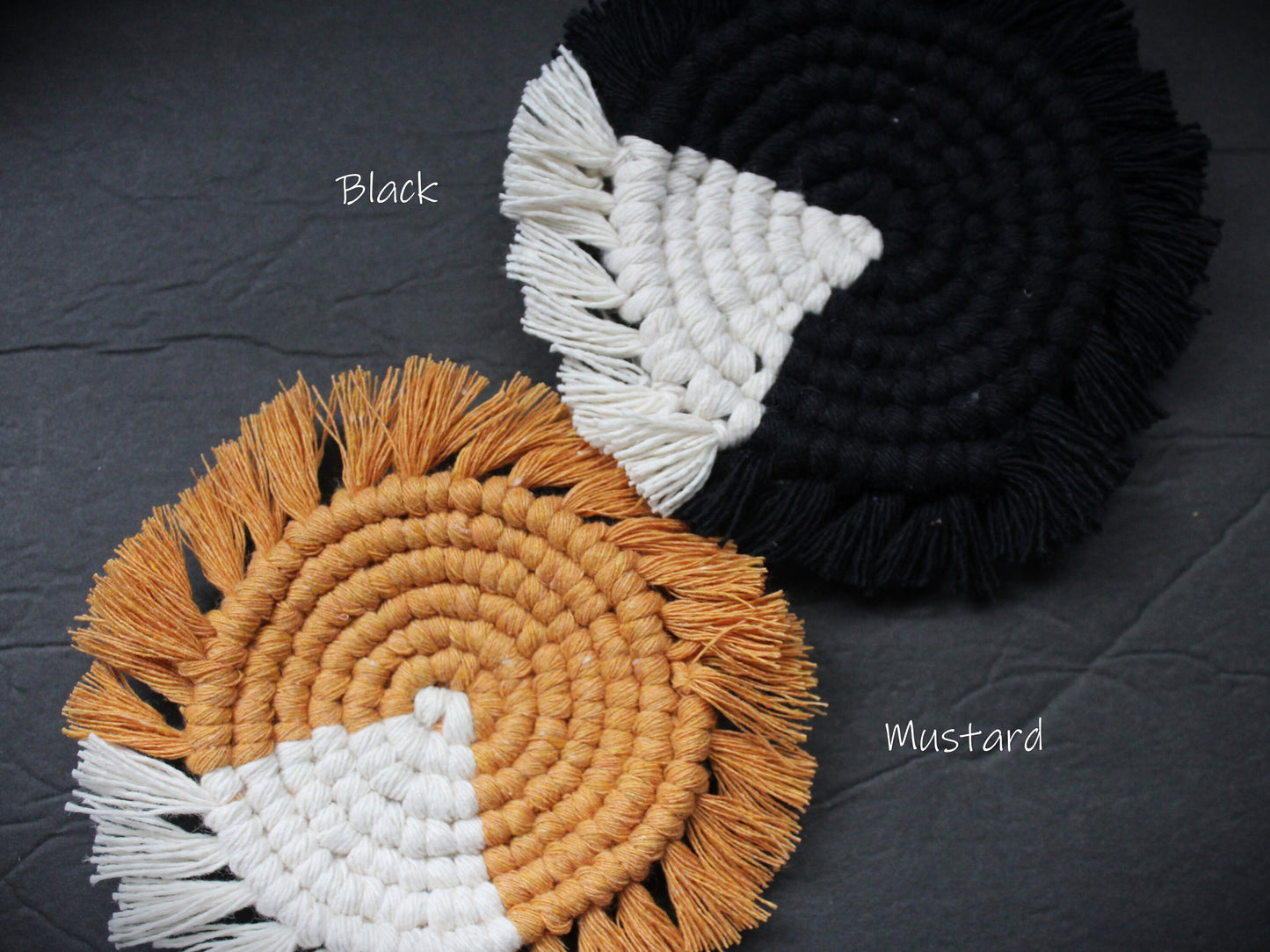 Macrame Accent Coasters With Fringes | Boho | Round | Circle | Eco-Friendly Mug Rug | Home Kitchen | Table Decor | Handmade Gift |