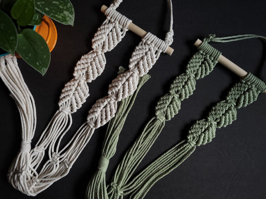 Macrame Wall And Ceiling Plant Hanger | Hanging planter | Handmade | Gift | Home Garden Decor | Leaf Pattern | Indoor Outdoor House Plant
