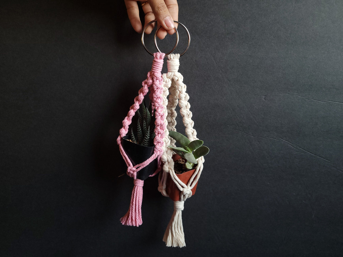 Macrame Small Succulent Plant Hanger | Hanging planter | Car Mirror Hanging |  | Air Succulent Hanger | Plant Lover Gift | Handmade